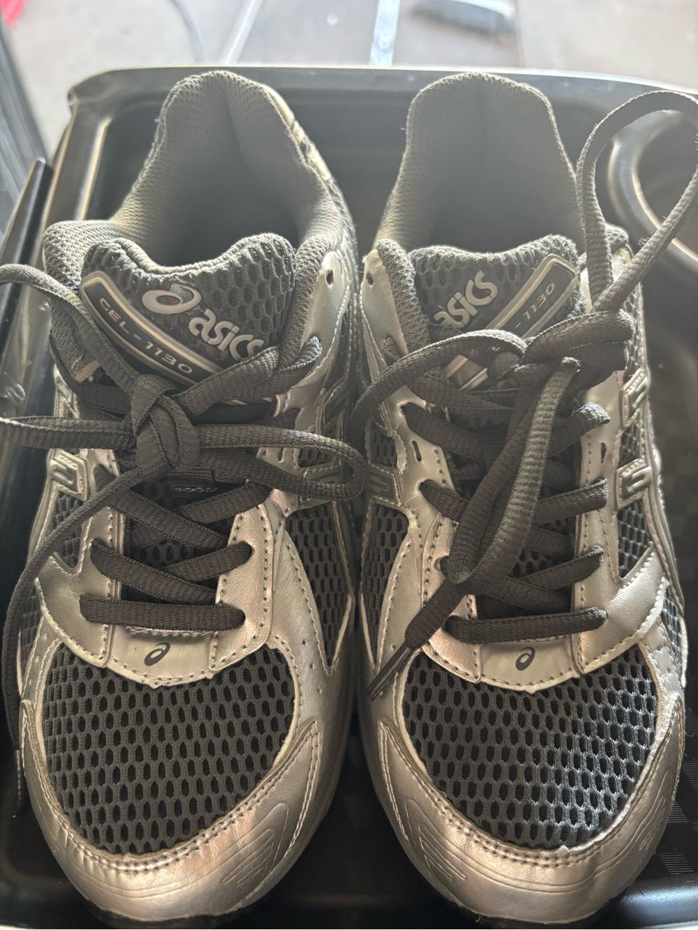 ASICS Women's Silver and Black Running Sneakers